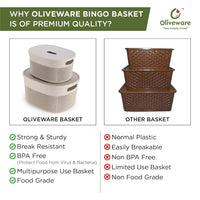 SOPL- Oliveware (logo) with Device Bingo Basket Stackable Storage Organiser With Lids For Clothes & Toys, BPA Free Plastic, Set of 2 Big - 5.2L Each(Grey)