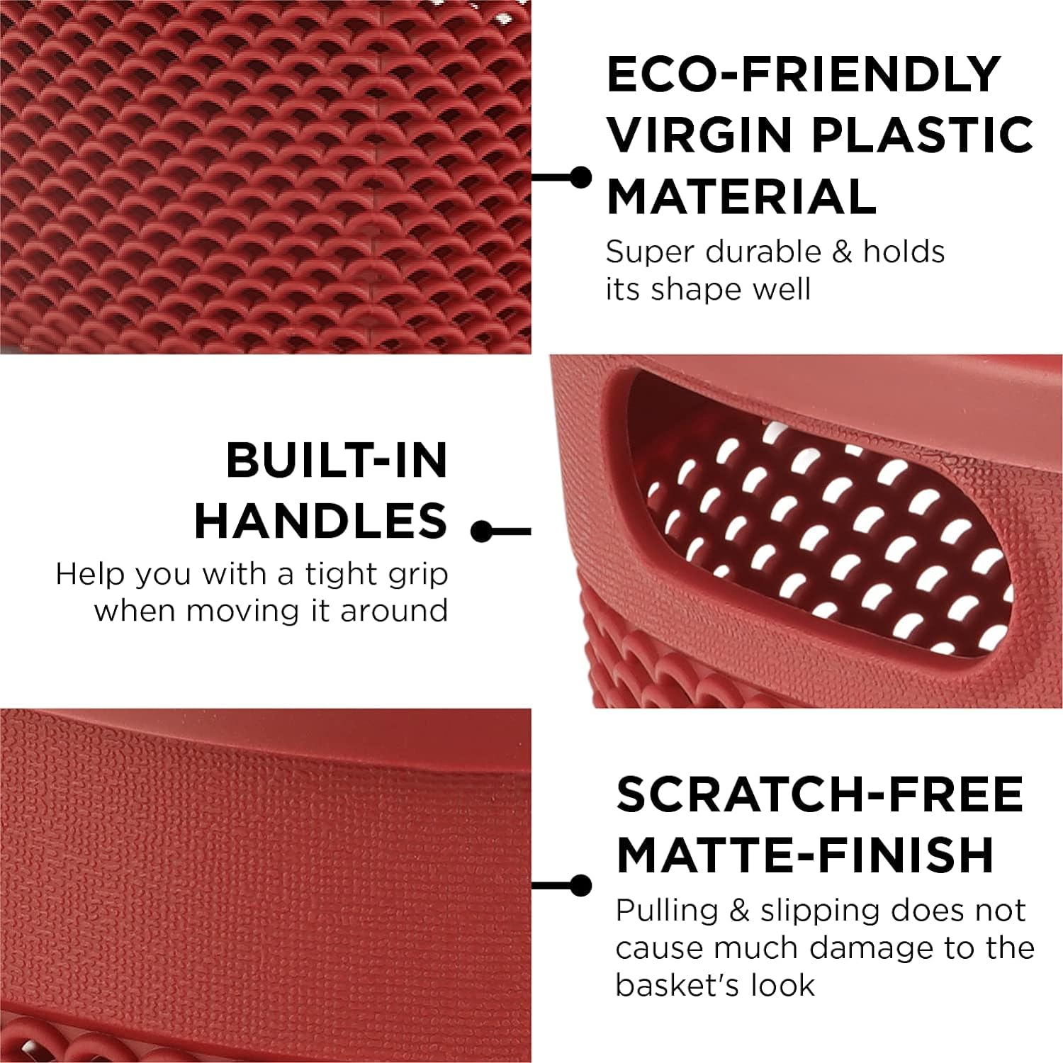 Oliveware Bingo Basket Stackable Storage Organiser With Lids For Clothes & Toys, BPA Free Plastic, Set of 2 Small & Big - (Maroon)