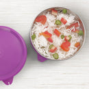 oliveware Magic Storage Containers, 100% Leak Proof and Spill Proof, 2 Stainless Steel Containers with BPA Free Airtight Lid (450ml Each) - Voilet