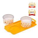 oliveware Blossom Dry Fruit Container Tray with Airtight Lid, BPA Free, For Snacks & Dry Fruits, 2 Containers (350ml) each - Yellow