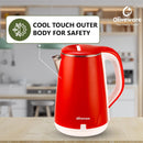 SOPL-OLIVEWARE King Electric Kettle, Stainless Steel with 2.5 Liter Capacity, 360 Degree Rotation, Heat Protection Handle, Automatic Power off, BPA Free - Red