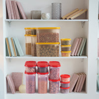 SOPL-OLIVEWARE Modular Storage Containers, BPA Free, For Pulses, Dal, Atta & Flour, Set of 9 (2x1800ml, 2x1200ml, 2x600ml, 3x180ml) - Yellow