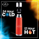SOPL-OLIVEWARE Haze Vacuum Double Wall Bottle, Stainless Steel (750ml), Hot & Cold, Insulated Bottle, Fit for Indoor & Outdoors - Orange
