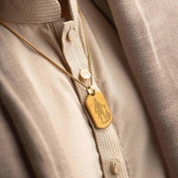 Gold Hanuman Chalisa MicroCarved Tag Necklace | Mesmerize Hanuman Chalisa Micro-carved Tag Stainless Steel Necklace for Men | Locket and Pendant Necklace for Men and Guys