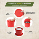 oliveware with Device Stainless Steel Benny Microwave Containers With Bpa Free Airtight Lid, Leak Proof, 3 Inner Steel Container (290 Ml, 450 Ml & 600 Ml), Home & Office Use - Red