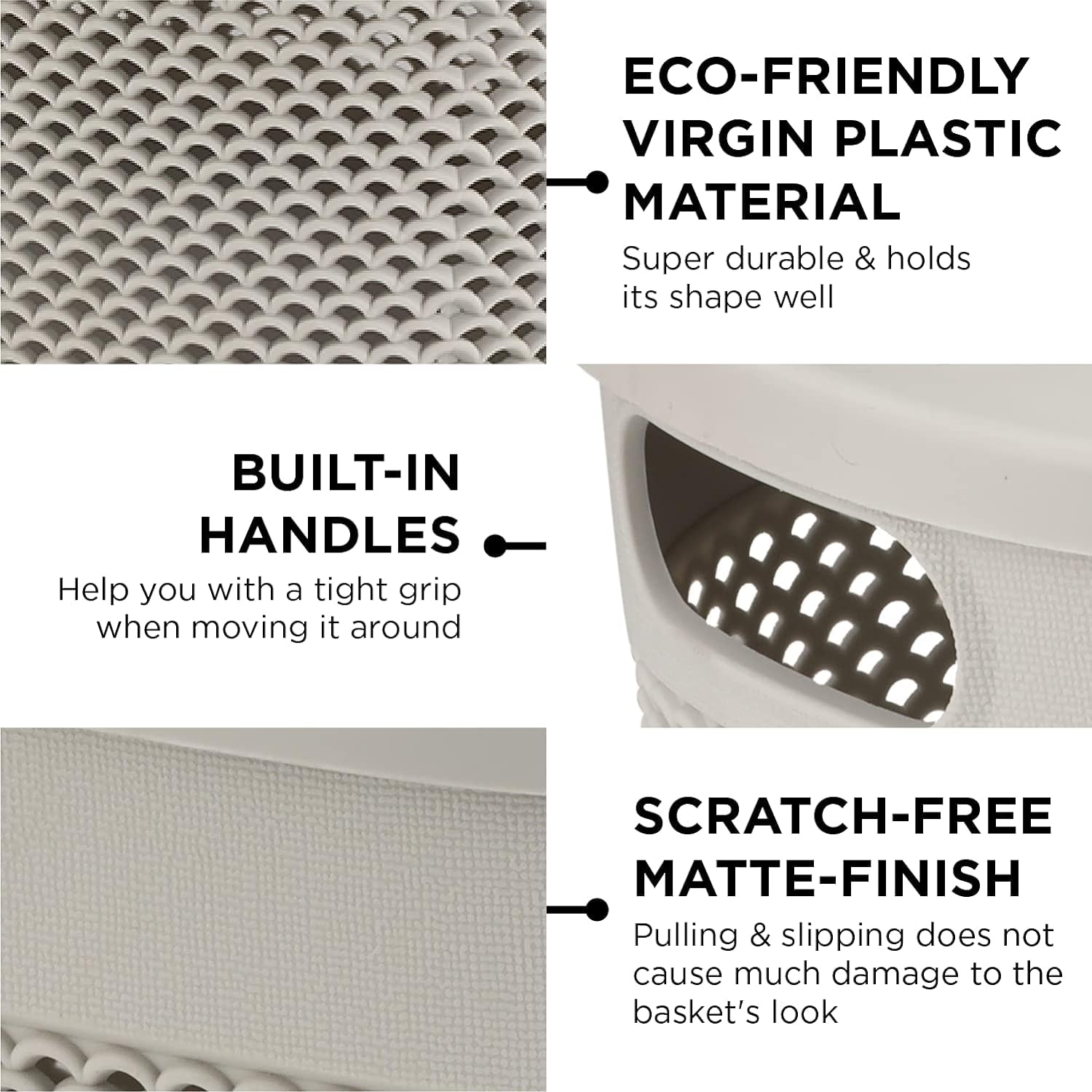 SOPL- Oliveware (logo) with Device Bingo Basket Stackable Storage Organiser With Lids For Clothes & Toys, BPA Free, Set of 2 Small & Big (5.2L, 3.4 L) - Grey