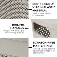 SOPL- Oliveware (logo) with Device Bingo Basket Stackable Storage Organiser With Lids For Clothes & Toys, BPA Free Plastic, Set of 2 Big - 5.2L Each(Grey)