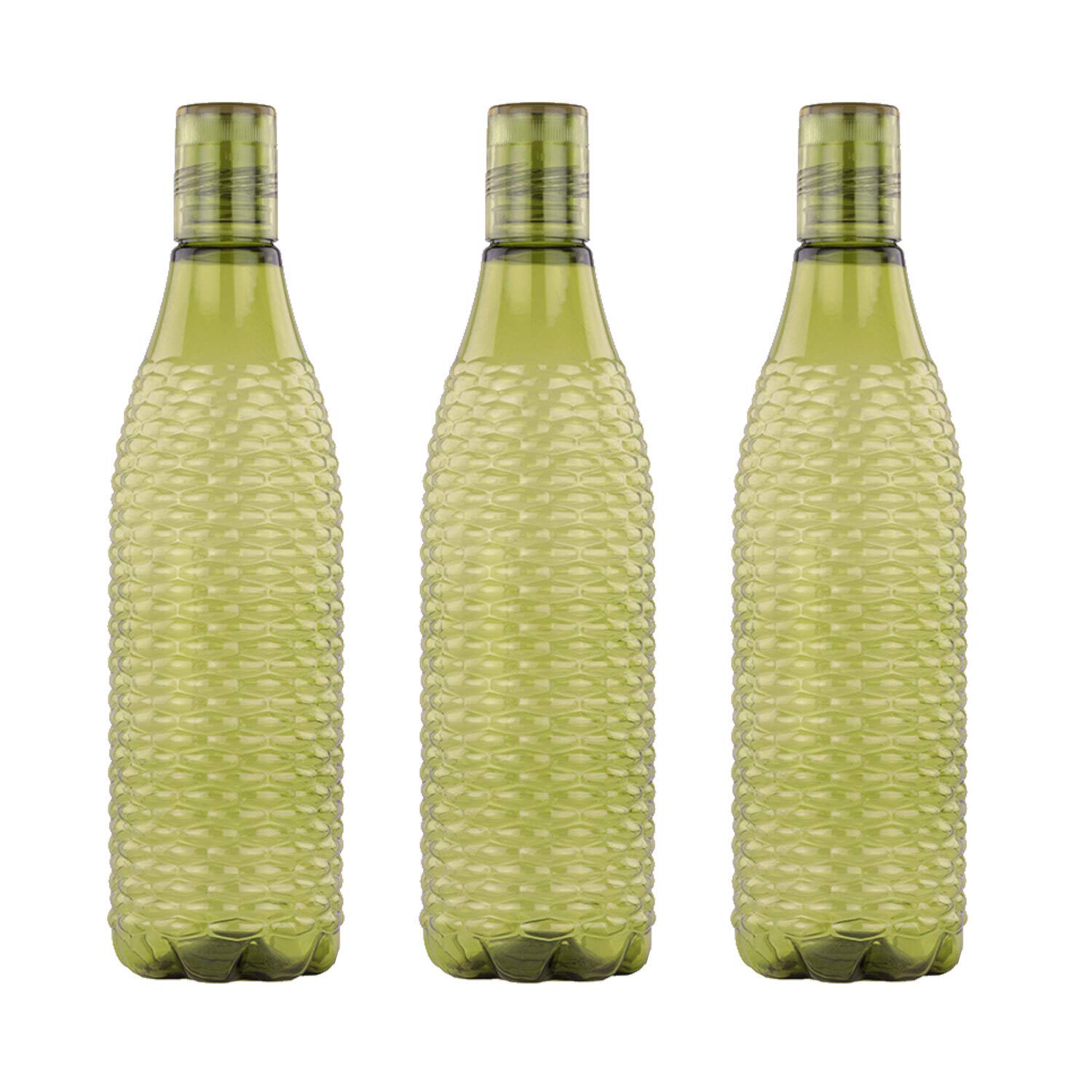 oliveware Premium Mosaic Range Plastic Water Bottle, 1L, Set of 3, Green