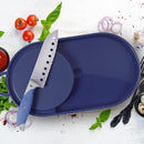 Oliveware Clap Chopping Board with Tray, BPA Free, for Meats, Salads & Fruits, Easy to Use & Clean - (Blue)