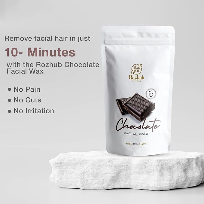 Rozhub Naturals Chocolate Facial Wax Powder - Sweet Skin Treat for a Smooth You - 100g