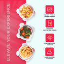 SOPL-OLIVEWARE Innox Glassware Lunchbox, Borosilicate Glass Containers, Microwave Safe & Leak Proof, 3 Containers with BPA Free Airtight Lids (400ml) Each - Red