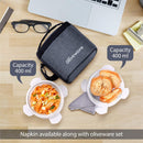 Oliveware Rio Glassware Round Lunchbox for Office | Borosilicate Glass | Microwave, Dishwasher & Freezer Safe | Set of 2 Leak Proof & Air Tight Containers | 320ml Each