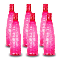 oliveware Stunning Range Premium PET Water Bottle With Better Grip, BPA Free & 100% Leak Proof, 1 Litre Bottle, For Home & Office Use, Pack of 6 - Pink