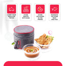 SOPL-OLIVEWARE Joy Glassware Round Lunchbox, Borosilicate Glass Containers, Microwave Safe & Leak Proof, 2 Containers with BPA Free Lids (400ml) Each - Red