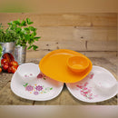 oliveware Plastic Flora Dinner Set | Microwave Safe | Dishwasher Safe | BPA-free | for Heating & Serving | for Breakfast, Lunch, Dinner - (Pink, 4 Plates + 4 Bowls)