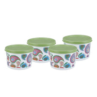 oliveware Candy Floss Range Stackable Containers with Airtight Lid, For Snacks & Dry Fruits, BPA Free, 100% Leak Proof, Set of 4 (300ml) Each - Green
