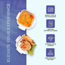 SOPL-OLIVEWARE Freshco Glassware Lunchbox, Borosilicate Glass & Microwave Proof, Safety Lock Airtight Lid, 2 Container with Steel Spoon (320ml) Each - Blue