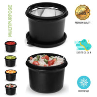 oliveware Benny Microwave Containers with BPA Free Airtight Lid, Stainless Steel Container, Leak Proof, Home & Office Use, Set of 2 (600ml) - Black
