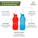 oliveware King Plastic Water Bottle, 2L, Set of 2, Red And Purple