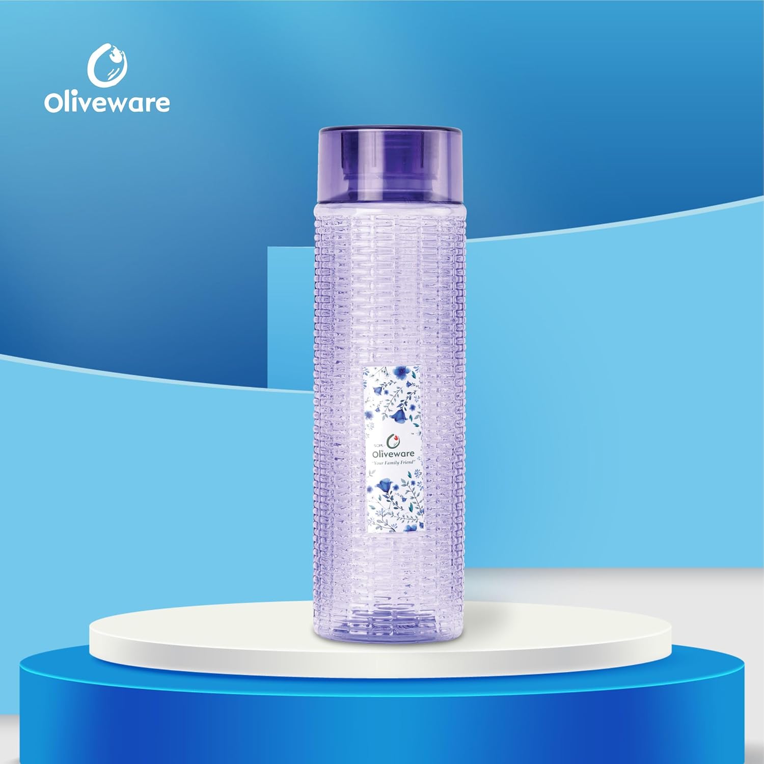 oliveware Round Water Bottle, BPA Free & 100% Leak Proof, 1 Litre Bottle, Better Grip, for Home & Office Use, Set of 6 - Voilet