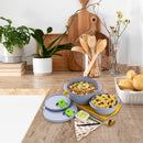 oliveware SOPL Grey Micro Dynasty Food Storage Containers with Air Vent Lid, BPA-Free, Microwave Safe, Set of 2 - (2000L Big + 900 ml Small), Plastic