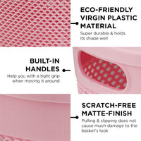 Oliveware Bingo Basket BPA Free Stackable Storage Organisers With Lids, For Clothes, Toys, Stationary, Set of 2 (Small) - 3.24Litere (Pink)