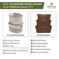 Oliveware Bingo Basket Stackable Storage Organiser With Lids For Clothes & Toys, BPA Free, Set of 2 Small - 3.4L Each (Grey, Plastic)