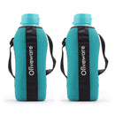 SOPL-OLIVEWARE Jumbo Water Bottle With Washable Carry Sleeve, Shoulder Strap, 2 Litre Bottle, BPA Free & Leak Proof, Fits in Fridge, Pack of 2 - Blue