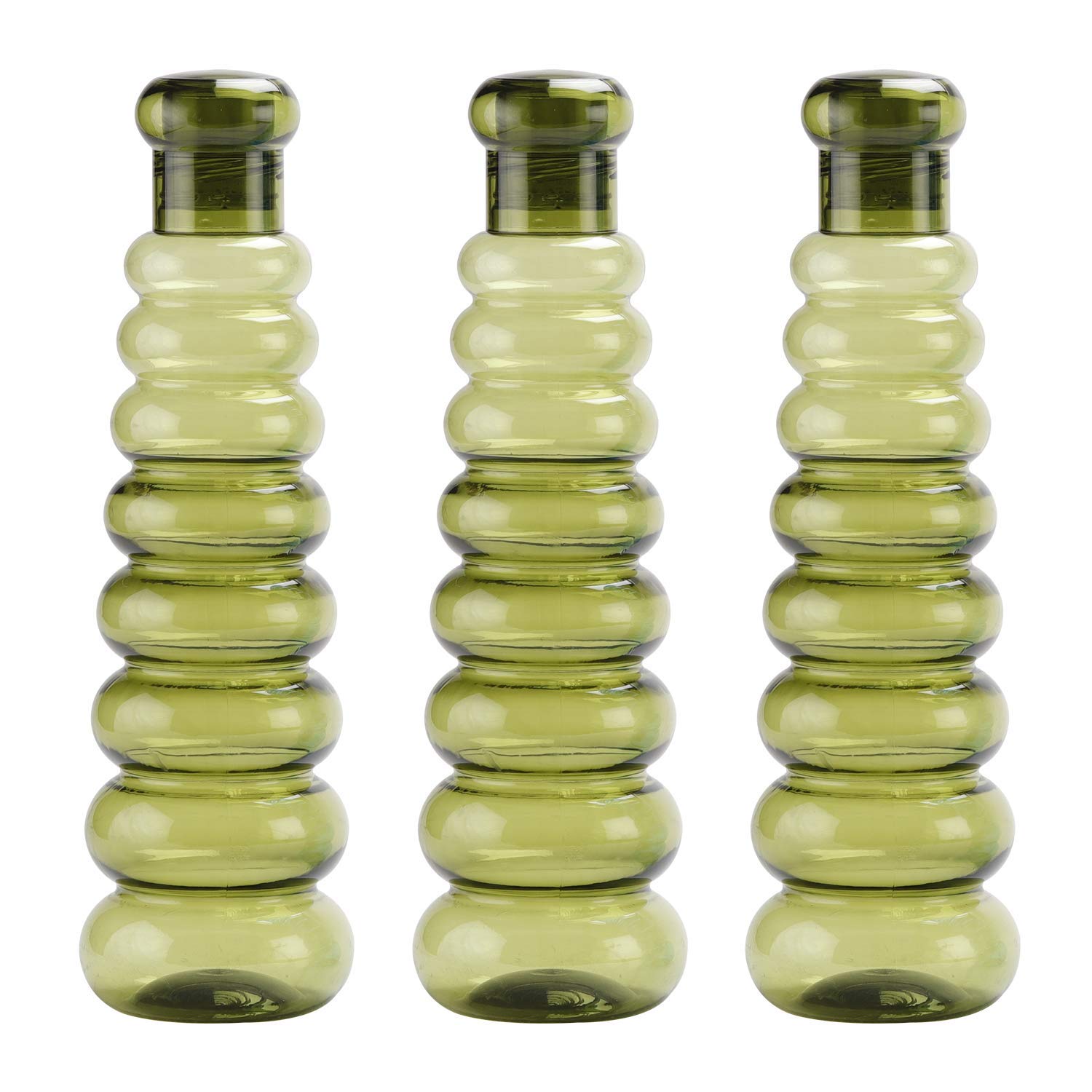oliveware Premium Plastic Water Bottle, 1L, Set of 3, Green