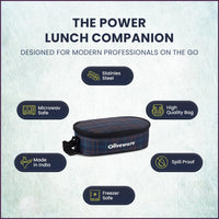 SOPL-OLIVEWARE Hazel Lunch Box, Leak Proof & Microwave Safe, 3 Stainless Steel Containers (450ml, 450ml, 550ml), Insulated Fabric Bag, Full Meal & Easy to Carry (Blue)