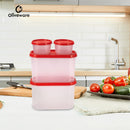 Oliveware Modular Storage Containers, BPA Free, For Pulses, Rice, Dal, Atta & Flour, Set of 4 (2x1800ml, 2x180ml) - Red