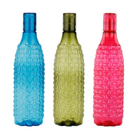 oliveware Premium Plastic Water Bottle, 1L, Set of 3, Multicolour