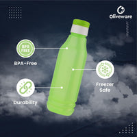 oliveware Triangular Range Premium PET Water Bottle,BPA Free & Leak Proof, 1 Litre Bottle, Better Grip, for Home & Office Use, Set of 3 (Green)