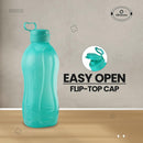 oliveware Jumbo 2 Litre Water Bottle, 100% Leak Proof, BPA Free Premium Plastic Bottle, for Home, Office & Gym, Sturdy with Holder, Pack of 2 (Blue)