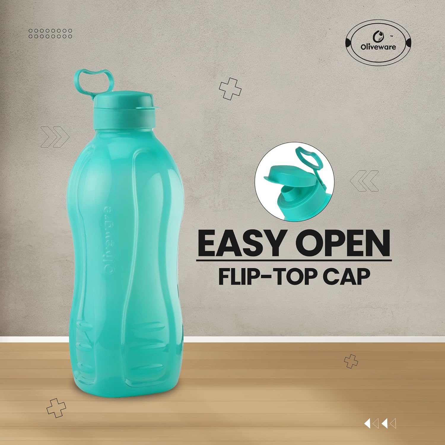 oliveware Jumbo 2 Litre Water Bottle, 100% Leak Proof, BPA Free Premium Bottle, For Home & Office Sturdy with Holder, Pack of 1 - Blue