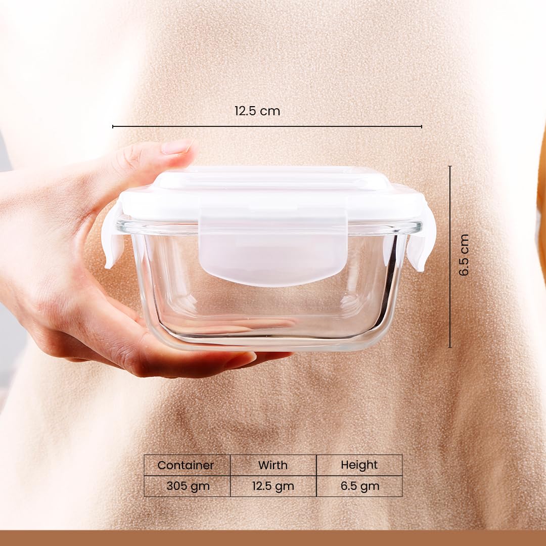 Oliveware Food Storage Container | Square Container | 320ml| Air-Tight Fridge Organizer Case | BPA-Free Locking Lids | Microwave & Freezer Safe | Leak Proof Food Storage Meal Prep Containers
