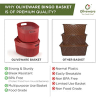 SOPL- Oliveware (logo) with Device Bingo Basket Stackable Storage Organiser With Lids For Clothes & Toys, BPA Free Plastic, Set of 2 Small -3.4 L(Maroon)