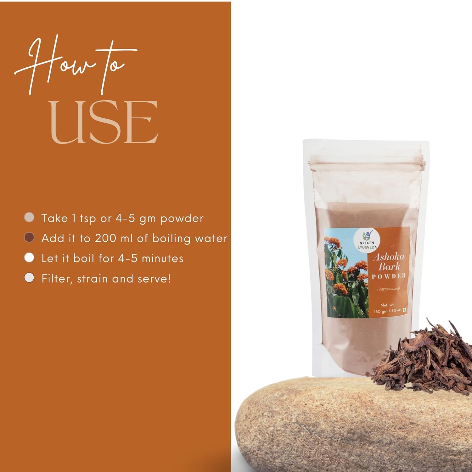 Nxtgen Ayurveda Ashoka Bark Powder | 150 gm | Saraca Indica | Asoca Chaal Powder