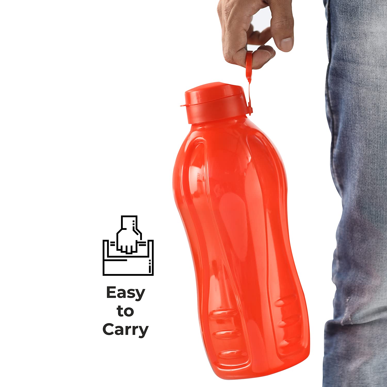 oliveware Premium Plastic Water Bottle, 1000ML, 2L, Set of 2, Green And Red Mix