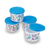 oliveware Candy Floss Range Stackable Containers with Airtight Lid, For Snacks & Dry Fruits, BPA Free, 100% Leak Proof, Set of 4 (300ml) each - Blue