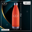 SOPL-OLIVEWARE Sigma Vacuum Double Wall Bottle, Stainless Steel, Hot & Cold, Insulated Bottle, Fit for Indoor & Outdoors (500 Ml, Orange)