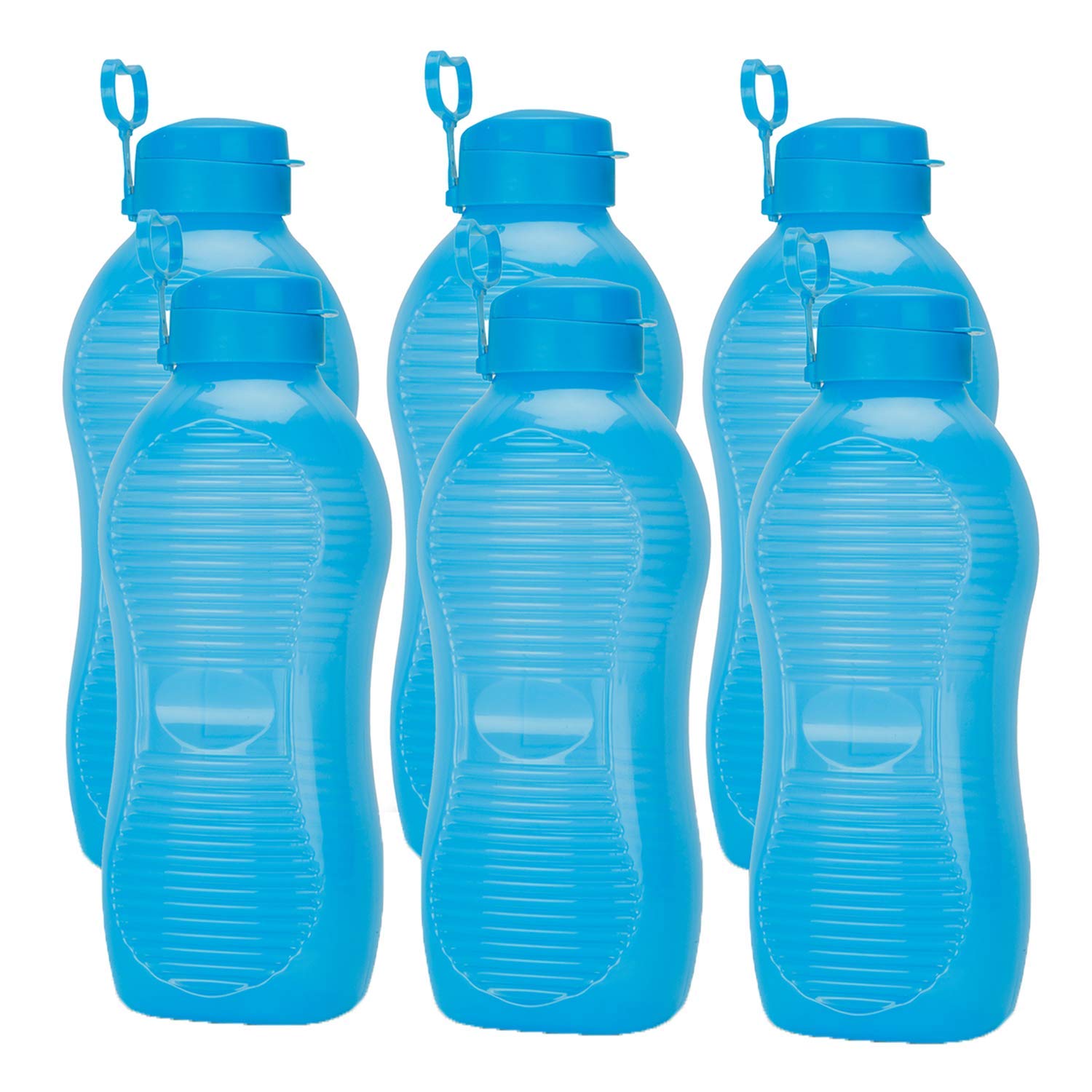 oliveware King Plastic Water Bottle, 2L, Set of 6, Blue