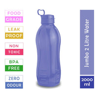 Oliveware Premium Plastic Water Bottle, 1000ML, 2L, Set of 2, Blue And Purple Mix