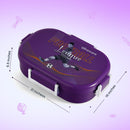 Oliveware Snacky Kids Lunch Box, Stainless Steel in 700ml Include Sabzi Container(180ml) & Steel Spoon, Food Grade BPA Free, Leak Proof & Colourful Designs (Voilet)