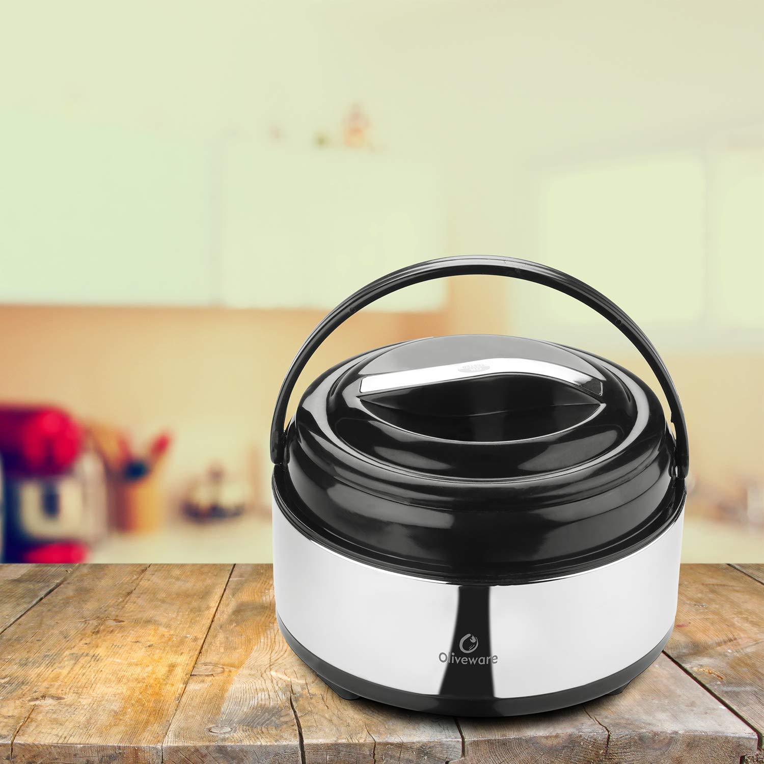 Oliveware Supremo Casseroless Thermosteel & Double Wall Insulation (2500 ml) with Insulated Lid Keep Food Hot, Stainless Steel with Handle