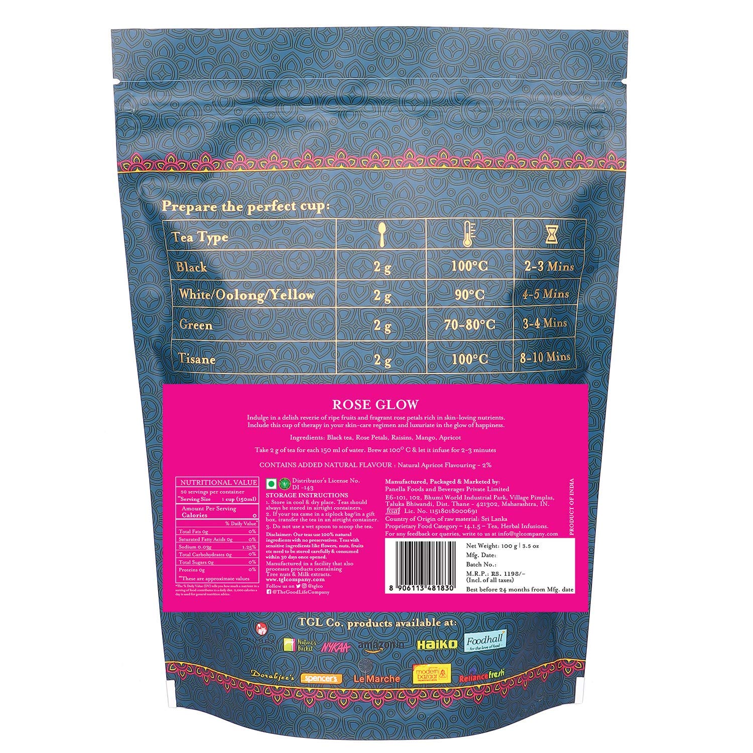 Rose Glow Black Tea Loose Leaf (100 Gm)