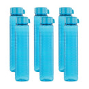 oliveware Premium RIDGED Range Plastic Water Bottle, 400ml, Set of 6, Blue