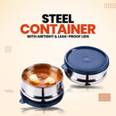 oliveware with Device Wonder Stainless Steel Containers, Leak Proof & Spill Proof, Dishwasher Safe, Set of 2 (450ml) Each - Blue