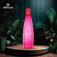 oliveware Stunning Range Premium PET Water Bottle With Better Grip, BPA Free & 100% Leak Proof, 1 Litre Bottle, For Home & Office Use, Pack of 3 - Pink