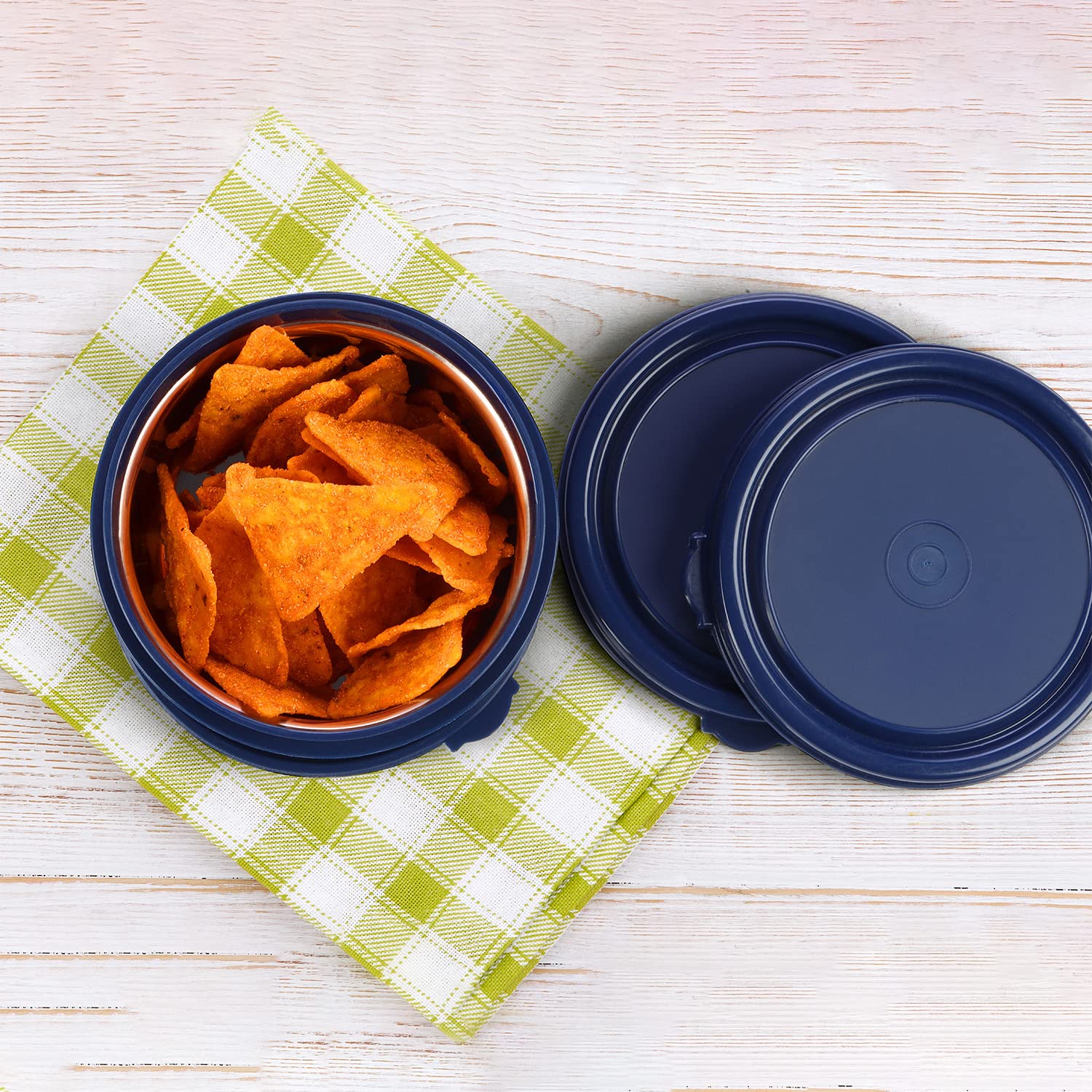 Oliveware Air Tight Lids for Benny Container | Set of 3 | Spill Proof | Leak Proof | For 290ml, 450ml, 600ml | Dishwasher & Freezer Safe (Fire Blue)